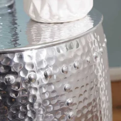 Best Wohnen Handgearbeiteter Alu-Beistelltisch in Silber - Wake