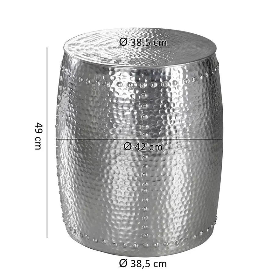 Best Wohnen Handgearbeiteter Alu-Beistelltisch in Silber - Wake