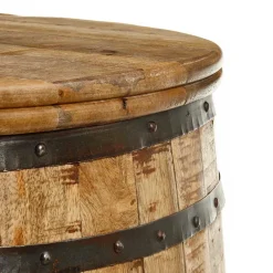 Outlet Wohnen Hausbar im Fass Design aus Mangobaum Holz - Croadiva