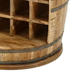 Outlet Wohnen Hausbar im Fass Design aus Mangobaum Holz - Croadiva