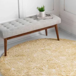 Clearance Wohnen Heller Hochflor Teppich in Gelb und Creme - Vinitaro