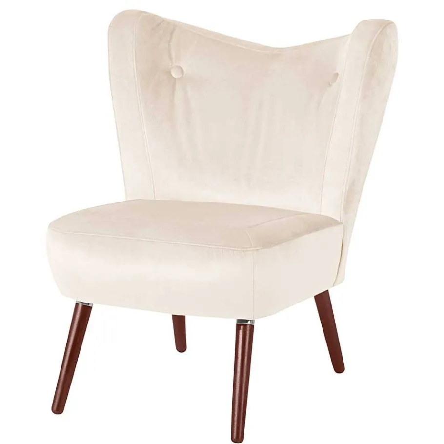 Wohnen Heller Retrosessel in Creme Samtvelours - Catjana