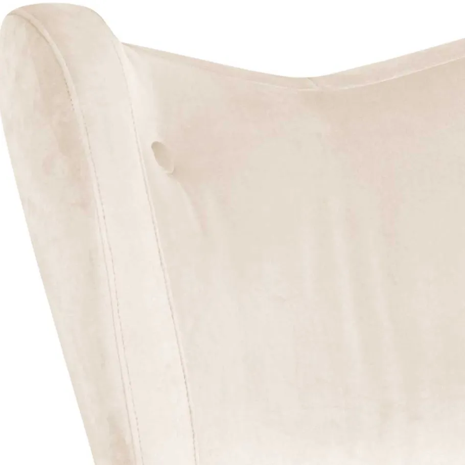 Wohnen Heller Retrosessel in Creme Samtvelours - Catjana