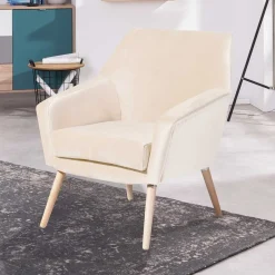 Best Wohnen Heller Sessel in Creme Samtvelours - Agnesco