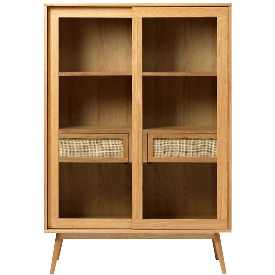 Wohnen Helles Highboard mit Glas in Natur - Saltenas