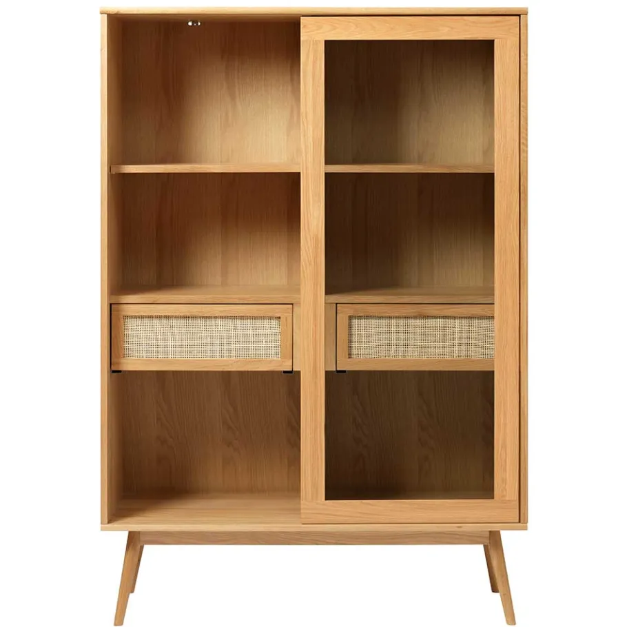 Wohnen Helles Highboard mit Glas in Natur - Saltenas