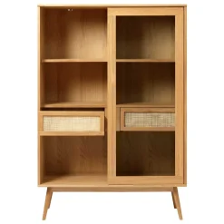 Wohnen Helles Highboard mit Glas in Natur - Saltenas