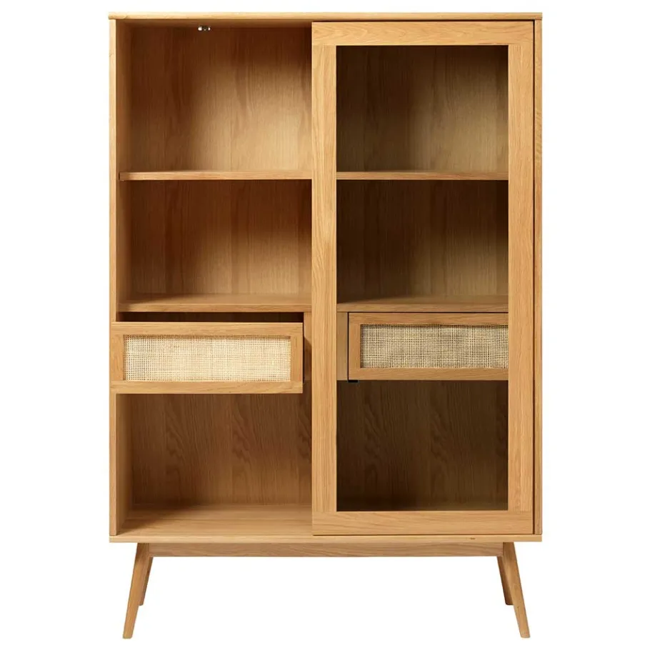 Wohnen Helles Highboard mit Glas in Natur - Saltenas