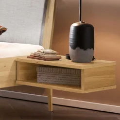 Discount Wohnen Helles Holzbett aus Eiche - geöltes Massivholz - Plane