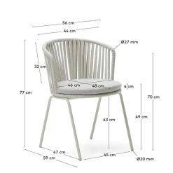 Outlet Wohnen Hellgraue Gartenstühle aus Kordel - Larosca (4er Set)