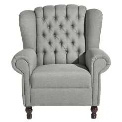 Wohnen Hellgrauer Chesterfield-Sessel mit Ohren - Barreff