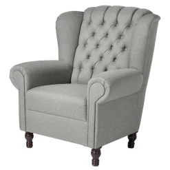 Wohnen Hellgrauer Chesterfield-Sessel mit Ohren - Barreff