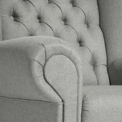 Wohnen Hellgrauer Chesterfield-Sessel mit Ohren - Barreff