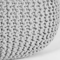 Online Wohnen Hellgrauer Hocker mit Strickstoff Bezug - Udjaca