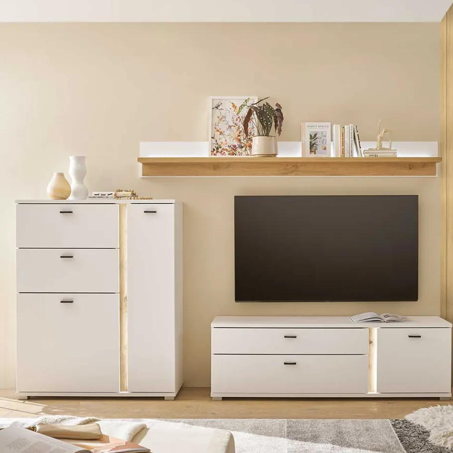 Best Wohnen Highboard & TV Lowboard & Wandboard Set - Racelyn (dreiteilig)