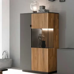 Online Wohnen Highboard in Eiche Bianco und Anthrazit - Cruzca I