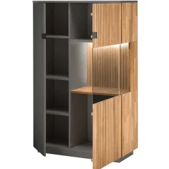 Online Wohnen Highboard in Eiche Bianco und Anthrazit - Cruzca I