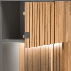 Online Wohnen Highboard in Eiche Bianco und Anthrazit - Cruzca I
