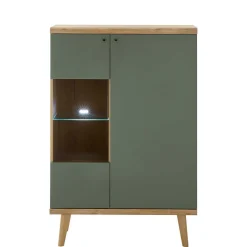 Outlet Wohnen Highboard in Graugrün und Wildeiche - Oliva