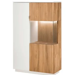 Outlet Wohnen Highboard in Weiß und Eiche Bianco - Miloris