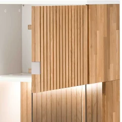 Outlet Wohnen Highboard in Weiß und Eiche Bianco - Miloris