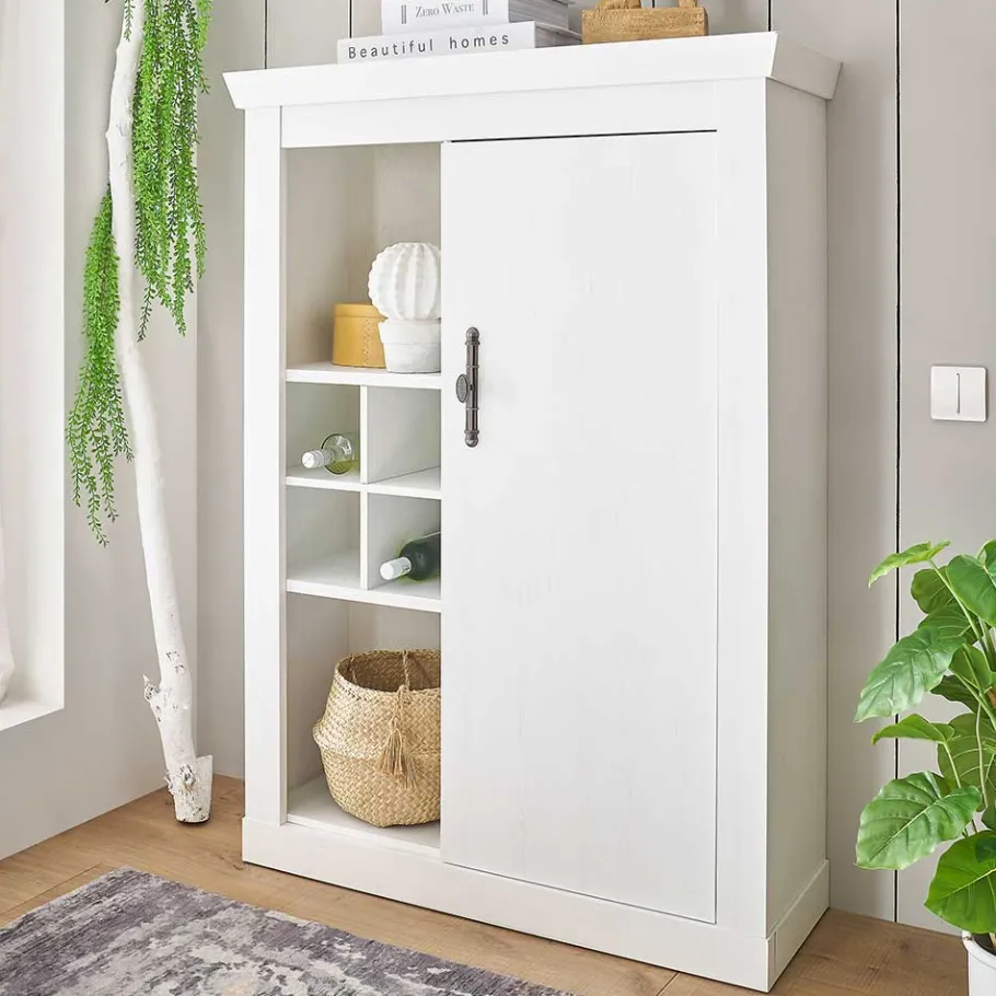 Best Wohnen Highboard in weißer Holzoptik Pinie - Liancos