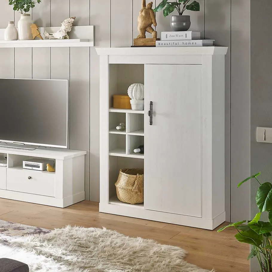 Best Wohnen Highboard in weißer Holzoptik Pinie - Liancos
