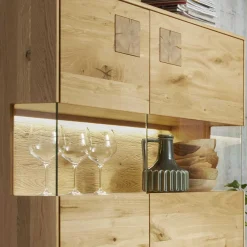 Sale Wohnen Highboard mit Glaseinsatz aus Wildeiche massiv - Millena