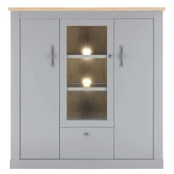 Online Wohnen Highboard mit Glaseinsatz mit Metallgriffen - Buleta