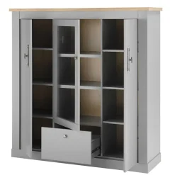 Online Wohnen Highboard mit Glaseinsatz mit Metallgriffen - Buleta