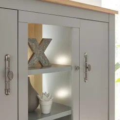 Online Wohnen Highboard mit Glaseinsatz mit Metallgriffen - Buleta