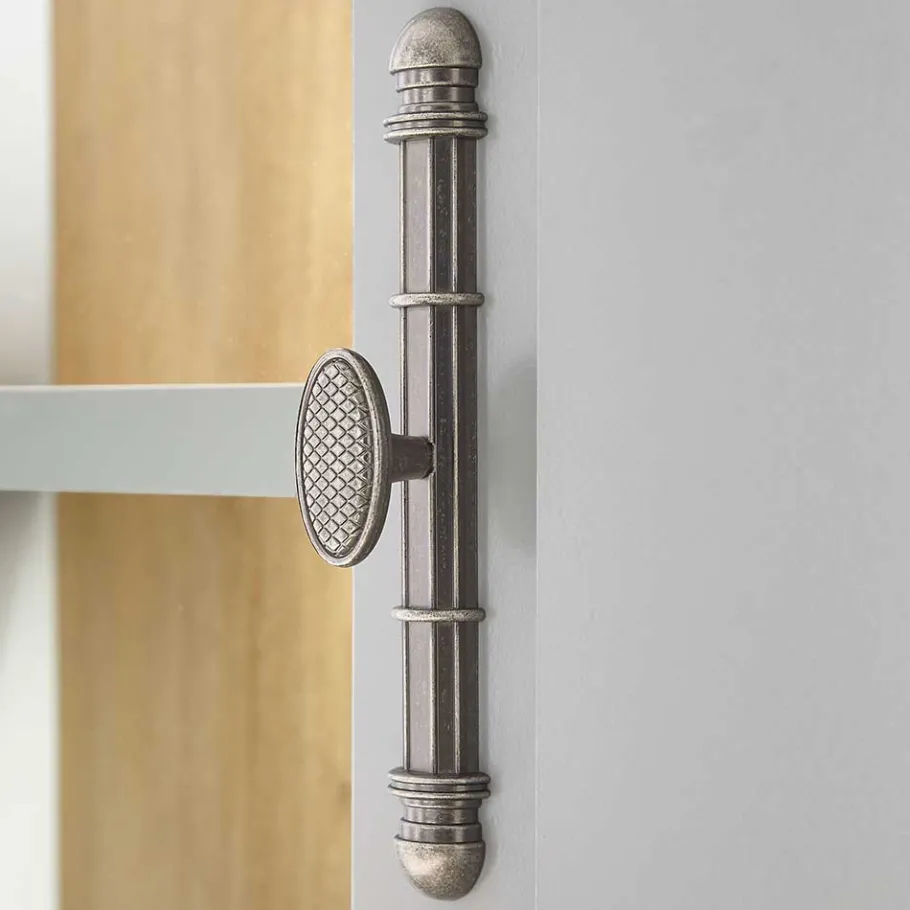 Online Wohnen Highboard mit Glaseinsatz mit Metallgriffen - Buleta