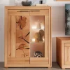 Sale Wohnen Highboard mit Glaseinsatz aus geölter Kernbuche - Sarosca