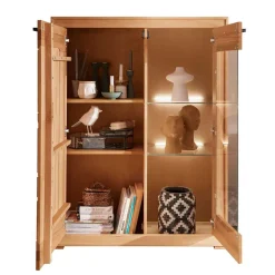 Sale Wohnen Highboard mit Glaseinsatz aus geölter Kernbuche - Sarosca