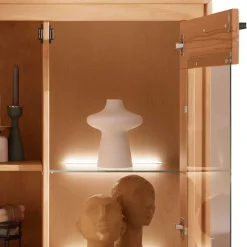 Sale Wohnen Highboard mit Glaseinsatz aus geölter Kernbuche - Sarosca