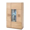 Discount Wohnen Highboard 2-türig mit Glas-Einsatz Pontros in Eiche Bianco teilmassiv