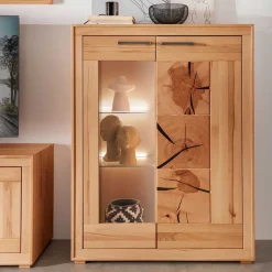Best Wohnen Highboard Vitrine aus Kernbuche Massivholz - Sarosca