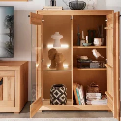 Best Wohnen Highboard Vitrine aus Kernbuche Massivholz - Sarosca