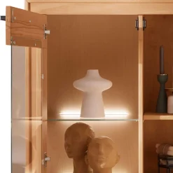 Best Wohnen Highboard Vitrine aus Kernbuche Massivholz - Sarosca