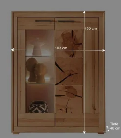 Best Wohnen Highboard Vitrine aus Kernbuche Massivholz - Sarosca