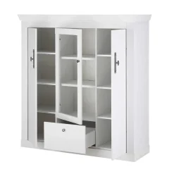 Sale Wohnen Highboard Vitrine in weißer Holzoptik Pinie - Liancos