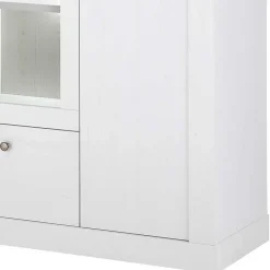 Sale Wohnen Highboard Vitrine in weißer Holzoptik Pinie - Liancos