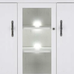 Sale Wohnen Highboard Vitrine in weißer Holzoptik Pinie - Liancos