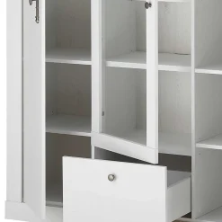 Sale Wohnen Highboard Vitrine in weißer Holzoptik Pinie - Liancos