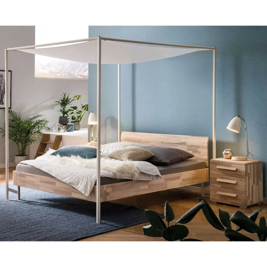 New Wohnen Himmelbett aus Kernesche und Eisen - Capella
