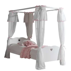 Outlet Wohnen Himmelbett mit Vorhang in Weiß - Grandory