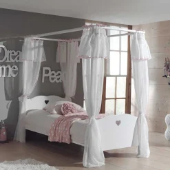 Outlet Wohnen Himmelbett mit Vorhang in Weiß - Grandory