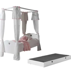 Outlet Wohnen Himmelbett mit Vorhang in Weiß - Grandory