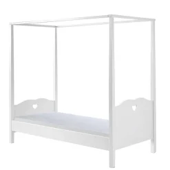 Outlet Wohnen Himmelbett mit Vorhang in Weiß - Grandory