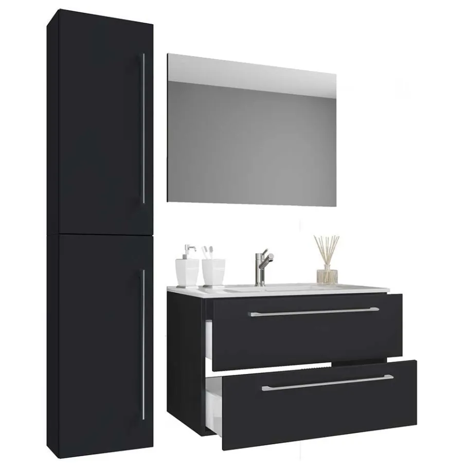 Discount Wohnen Hängende Badeinrichtung Set in Schwarz - Gloriella (dreiteilig)